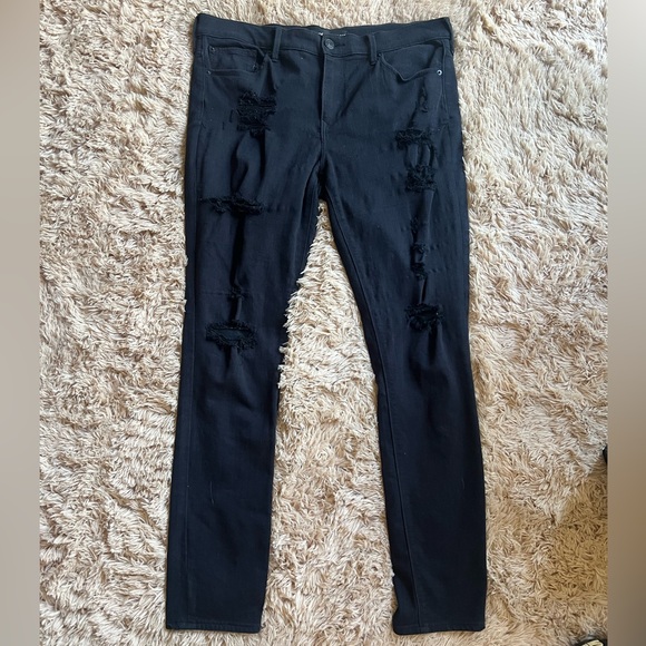 Express Black Distressed Skinny Jeans - Picture 1 of 7